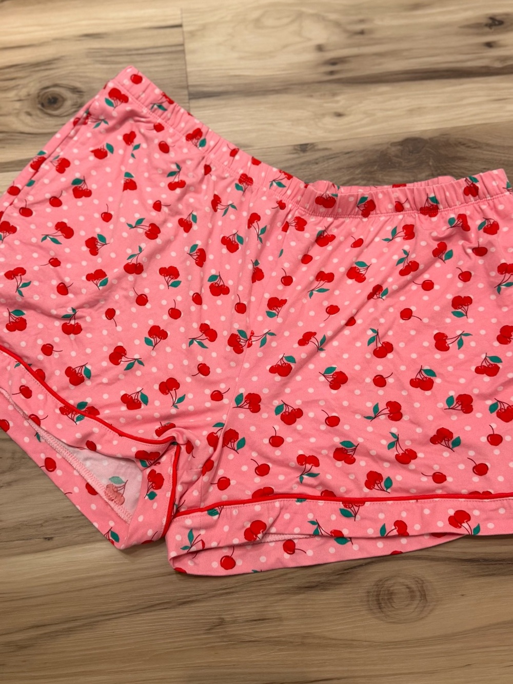 Women’s Joyspun Pink Polka dot Cherry Print Super soft pajama Lounge Shorts XL